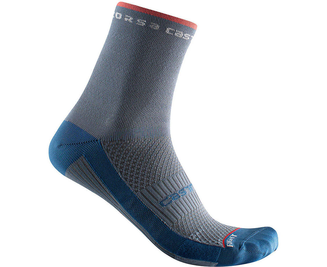 Castelli Rosso Corsa Womens 11 Socks Steel Blue/Pink 2022