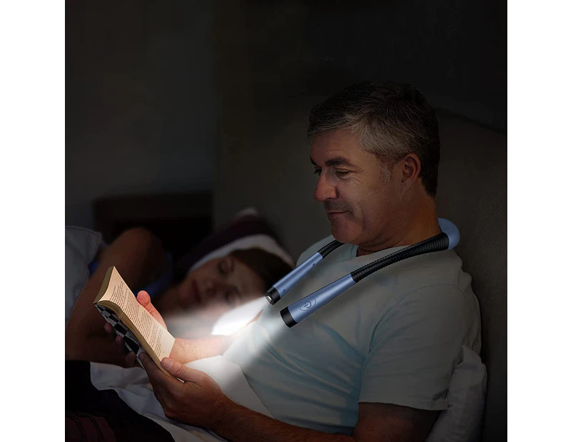 LED Neck Reading Light Book Light for Reading in Bed-Blue