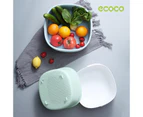 Ecoco Double Drain Basket Bowl Washing Kitchen Strainer Noodles Vegetables Fruit Sink Supplies - Blue