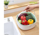 Ecoco Double Drain Basket Bowl Washing Kitchen Strainer Noodles Vegetables Fruit Sink Supplies - Blue