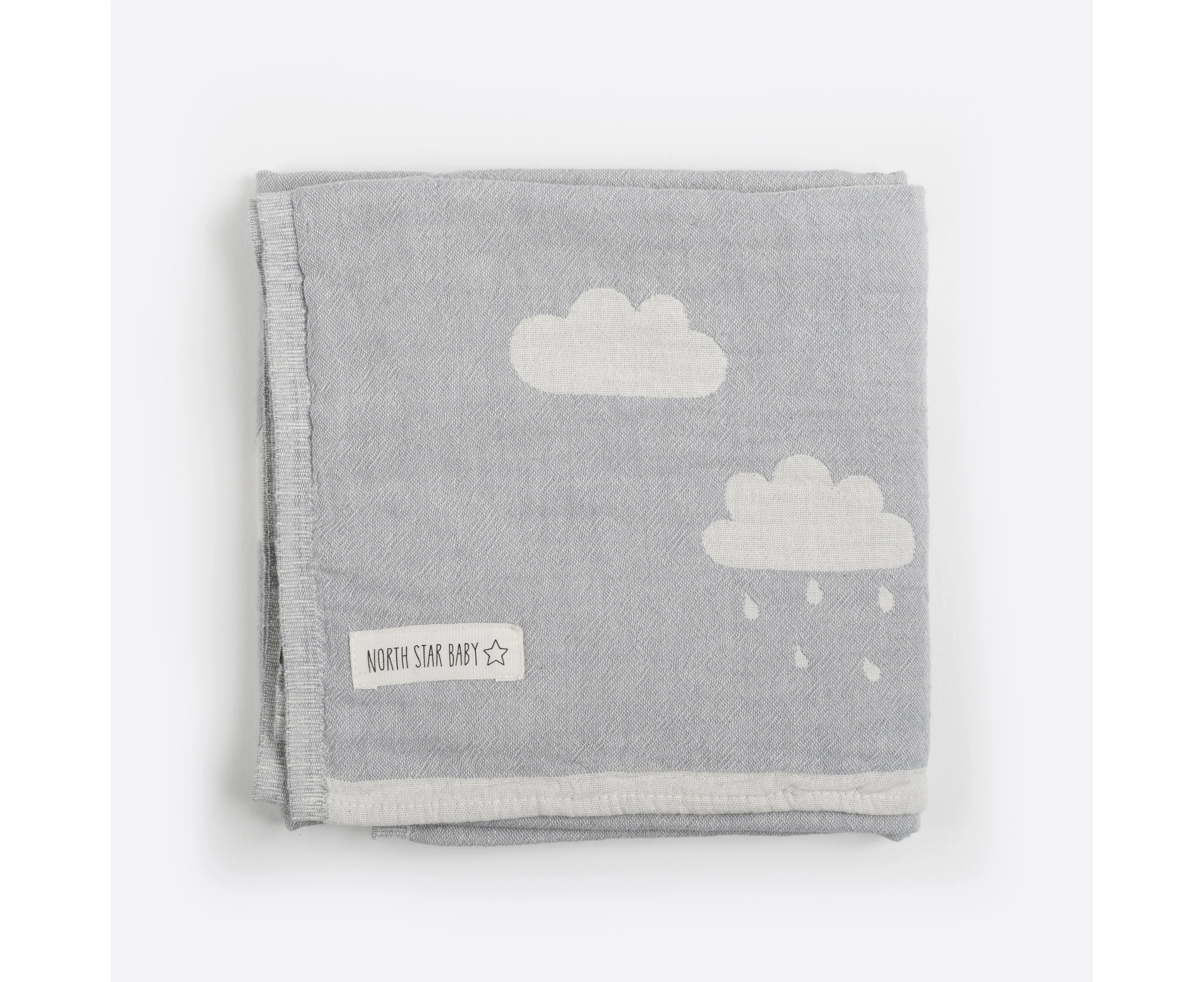 NORTH STAR BABY Clouds Baby Blanket - Grey (Cot size)