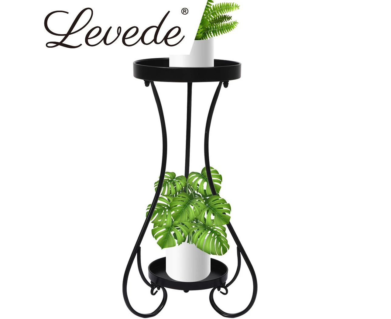 Livington Livington Plant Stand 2 Tiers Outdoor Indoor Metal Flower Pots Rack Garden Shelf