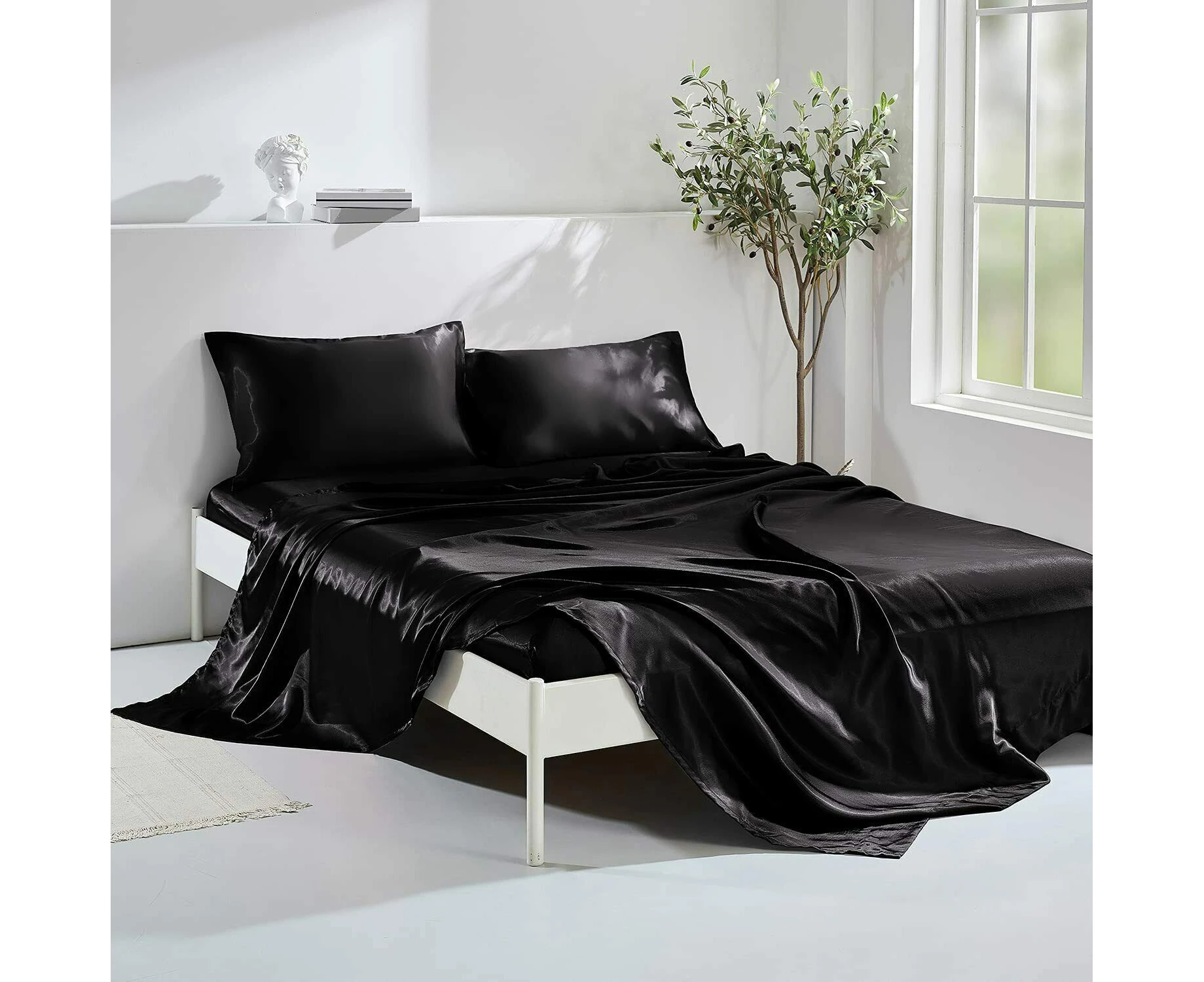 1800tc All Size Ultra Silk Satin Flat Fitted Sheet