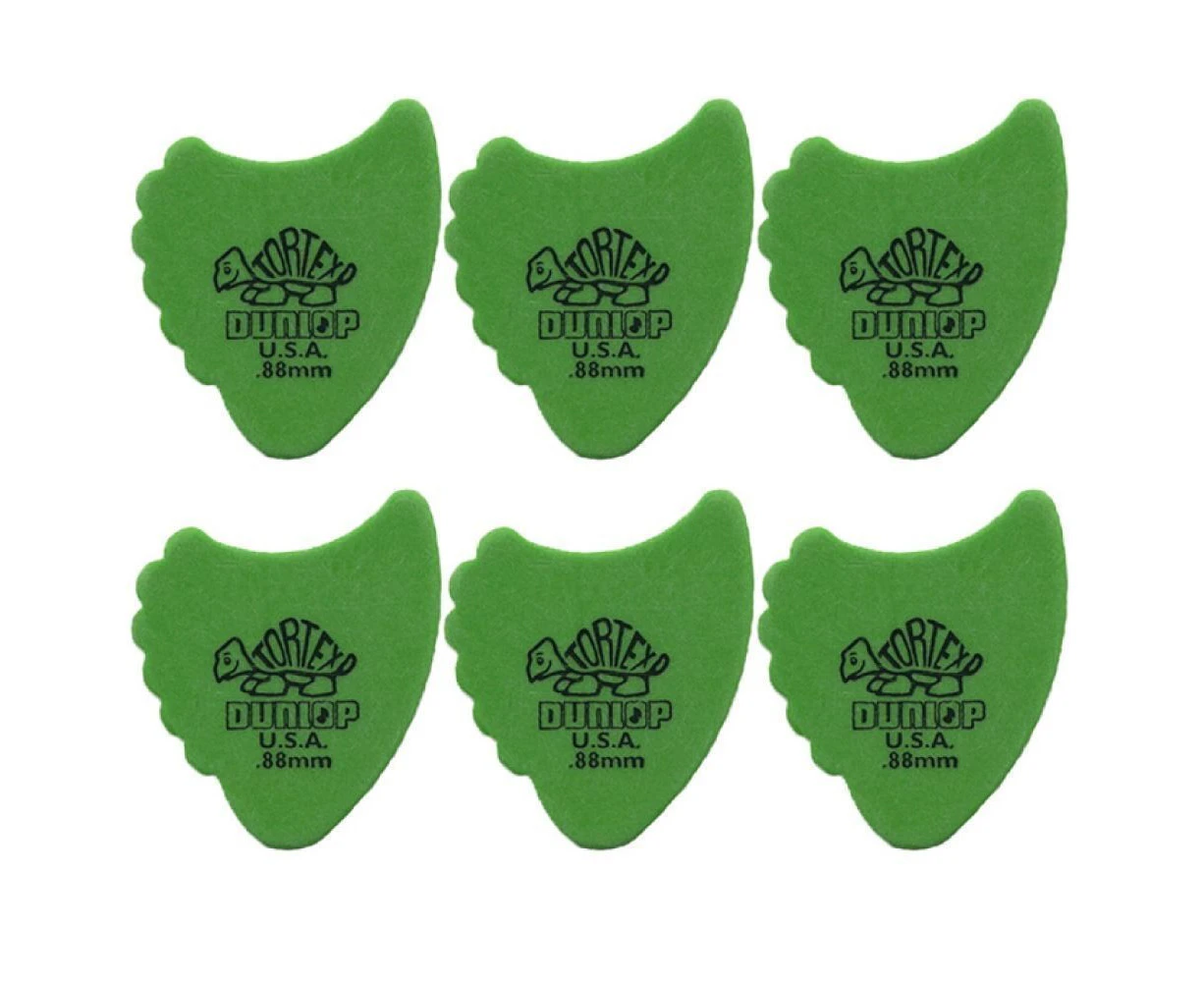 6 x Jim Dunlop Tortex Fins 0.88mm Gauge Guitar Picks 414R