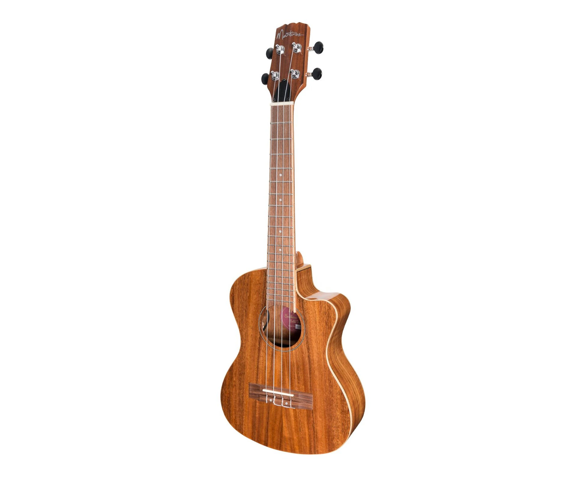 Martinez 'Southern Belle' 8-Series Solid Koa Top Acoustic-Electric Cutaway Tenor Ukulele with Hard Case (Natural Gloss)