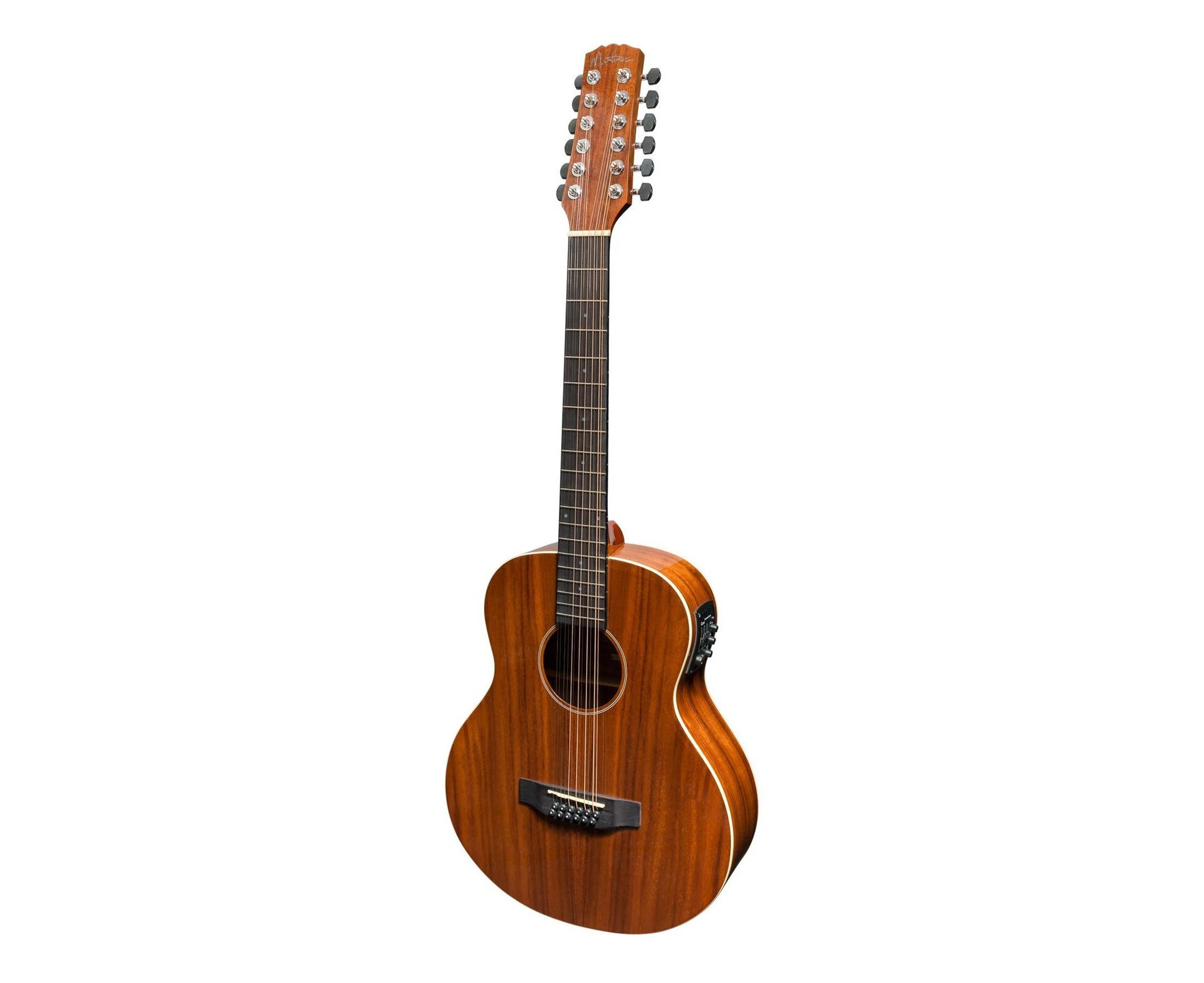 Martinez 'Southern Star' Series Left Handed 12 String Koa Solid Top Acoustic-Electric TS-Mini Guitar (Natural Gloss)