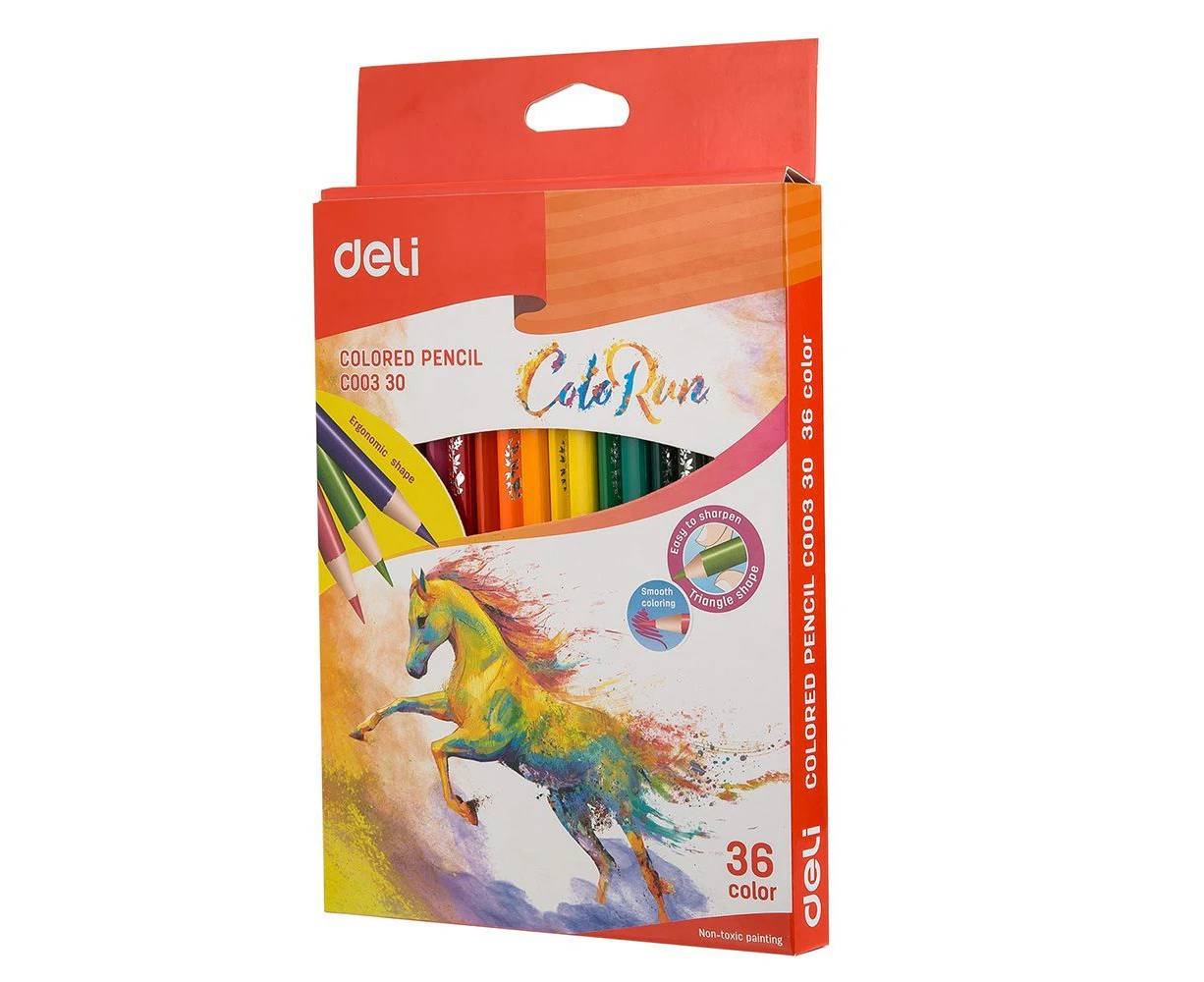 Deli EC00330 36 Colours Pencils Pre Sharpened for Children Kids Craft Drawing Art