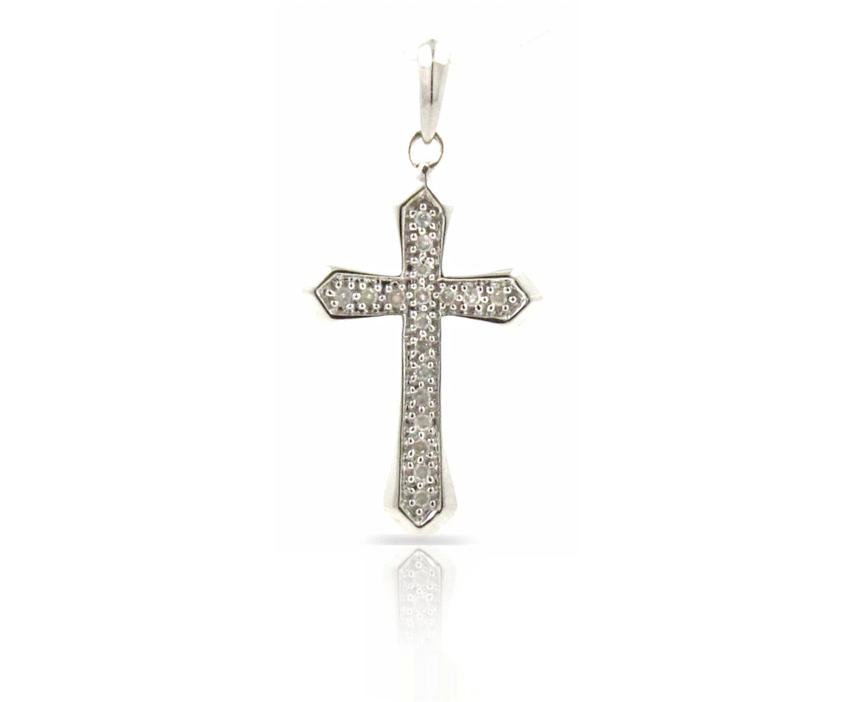 9ct White Gold Diamond Cross Pendant