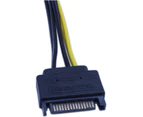 15-Pin SATA Male to 8-Pin (6+2 Pin) PCI-Express Female Video Card Power Adapter Cable - 20cm