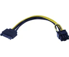 15-Pin SATA Male to 8-Pin (6+2 Pin) PCI-Express Female Video Card Power Adapter Cable - 20cm