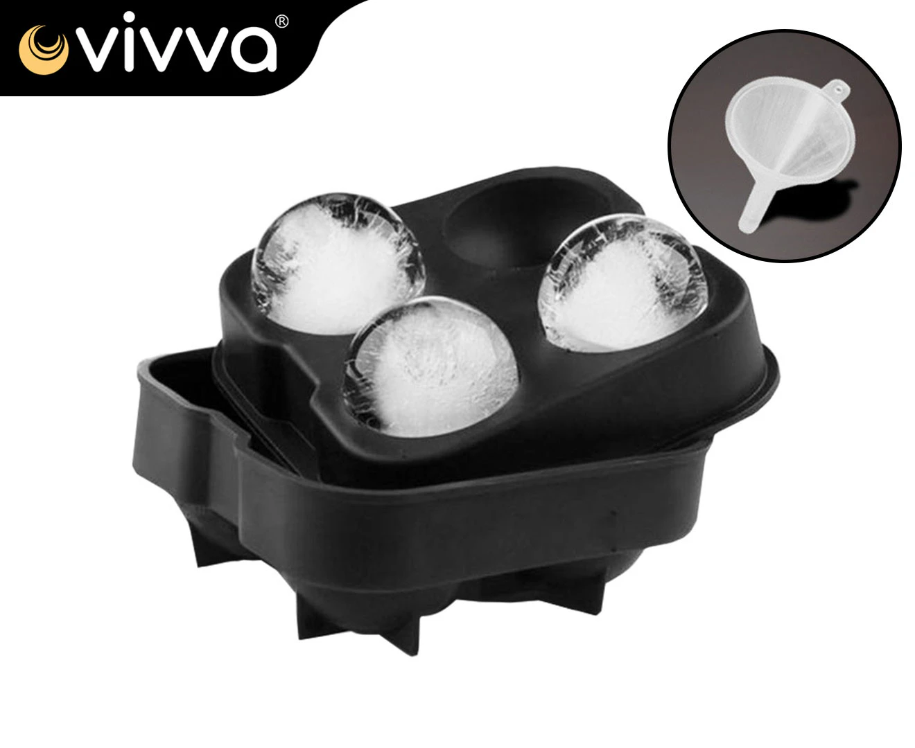 Vivva - Ice Cube Tray Ball Maker Big Silicone Mold Sphere Whiskey Round Mould Chocolate