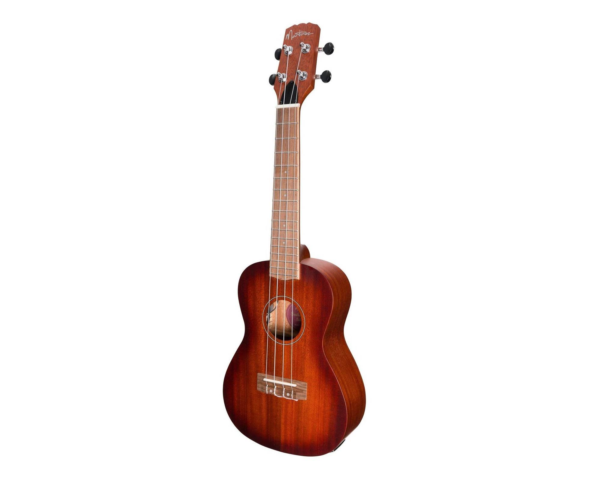 Martinez 'Southern Belle' 6-Series Solid Mahogany Top Acoustic-Electric Concert Ukulele With Hard Case (Sunburst)