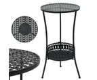 Patio Bistro Garden Table Round Metal Outdoor Furniture Dining Balcony Black 40x70cm