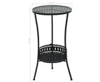 Patio Bistro Garden Table Round Metal Outdoor Furniture Dining Balcony Black 40x70cm