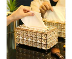 Rectangular Crystal Tissue Box Cover Paper Box Napkin Holder Facial Tissue Holder - Rose Gold
