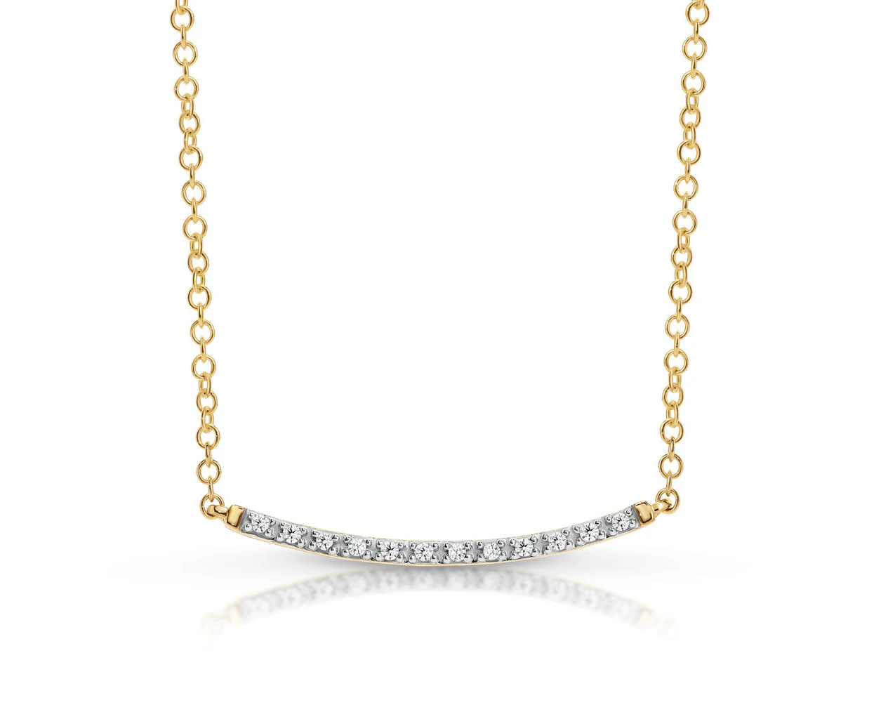 9ct Yellow Gold Diamond Bar Necklace