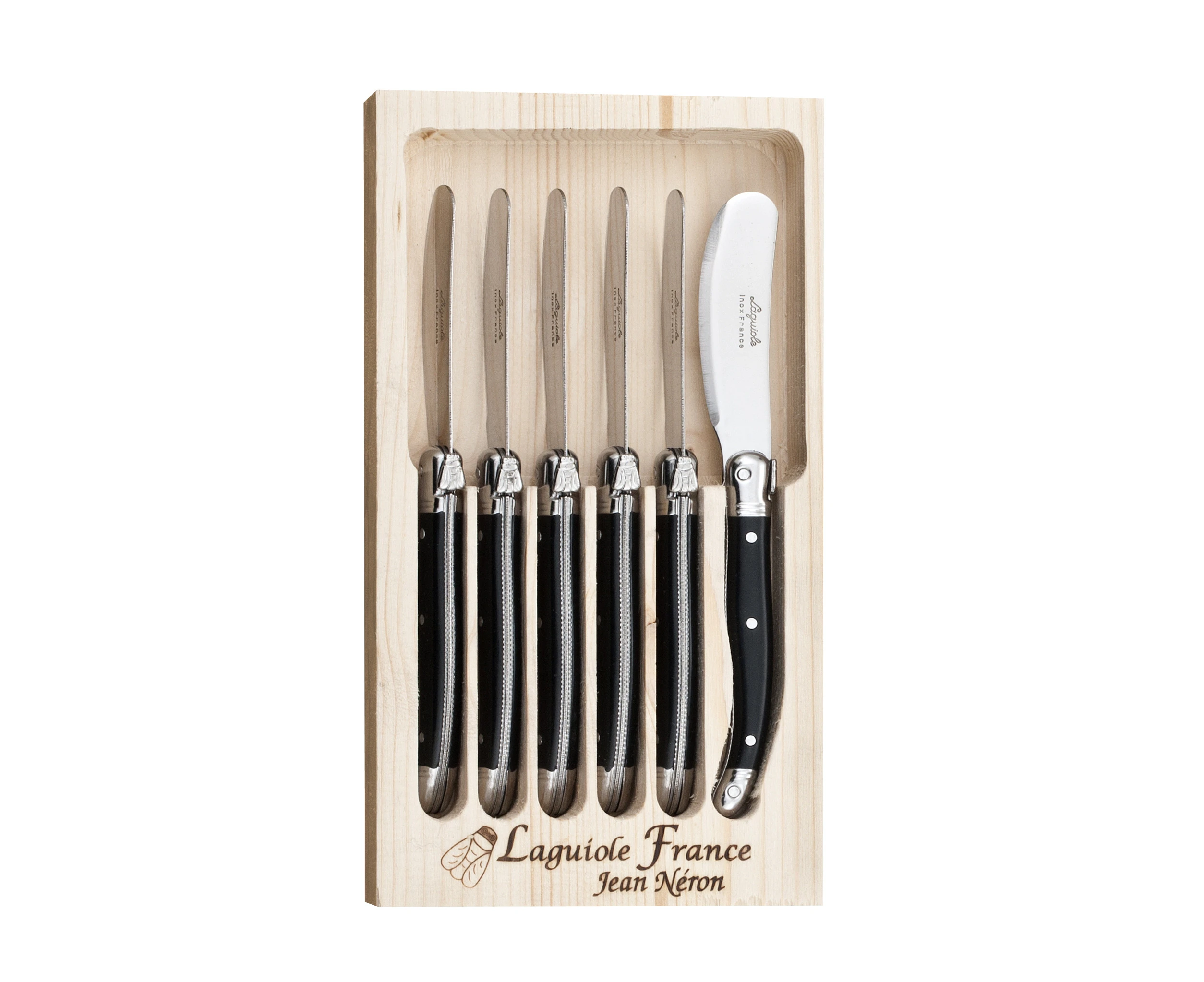 6pc Butter/Pate Knife Set - Made in France - Black