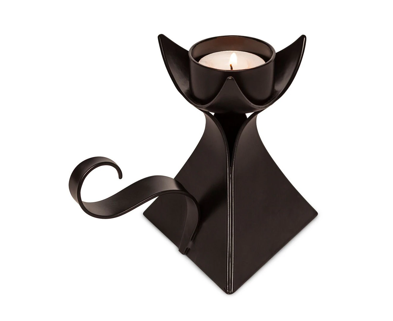 Decorative Black Metal Tea Light Candle Holder with Handle