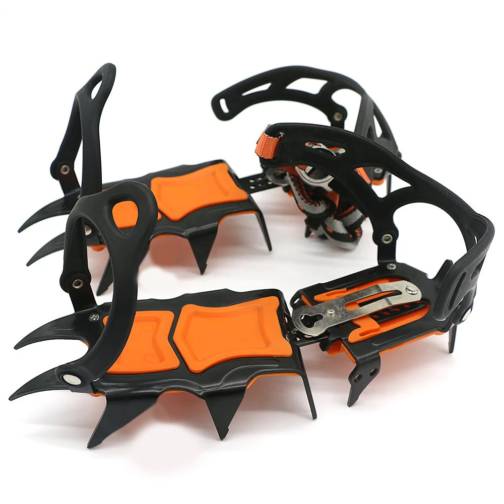 12 Teeth Anti Skid Crampons Manganese Steel Climbing Gear Snow Ice Shoe Grippers Traction Device Mountaineering