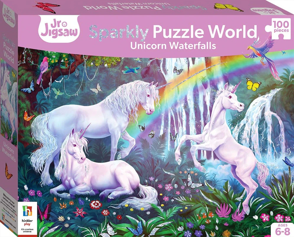 Junior Jigsaw Sparkly Puzzle World: Unicorn Waterfalls 100pc Puzzle