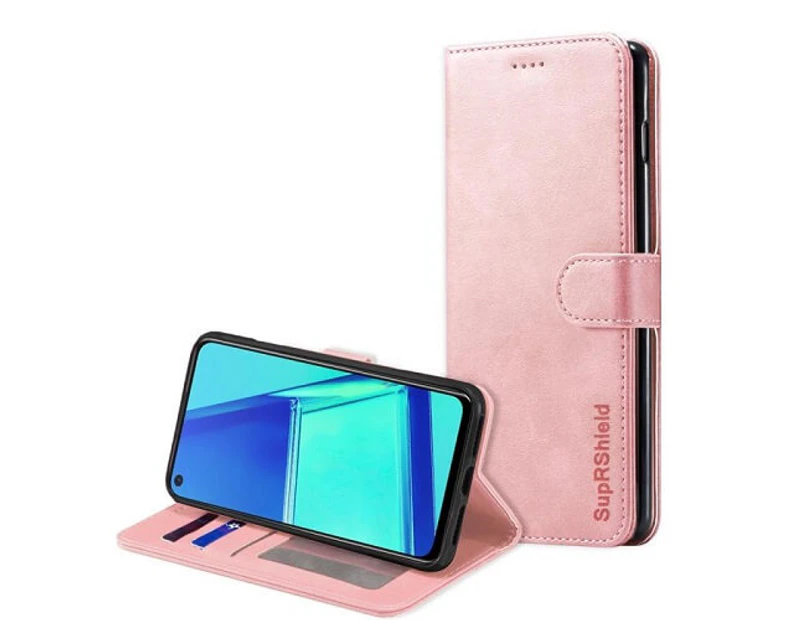 For Oppo A72 Case, SupRShield Wallet Leather Flip Magnetic Stand Case Cover (Rose Gold)