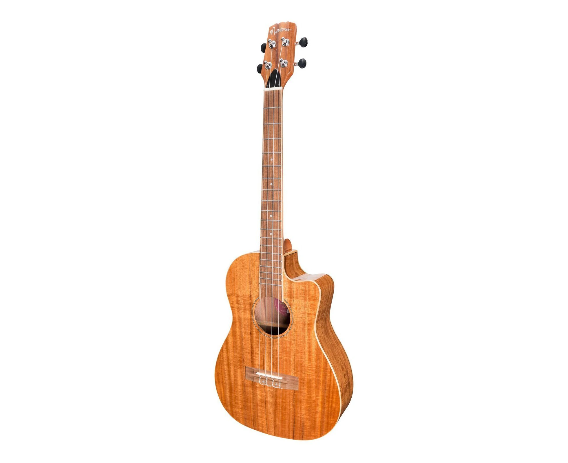 Martinez 'Southern Belle' 8-Series Solid Koa Top Acoustic-Electric Cutaway Baritone Ukulele With Hard Case (Natural Gloss)