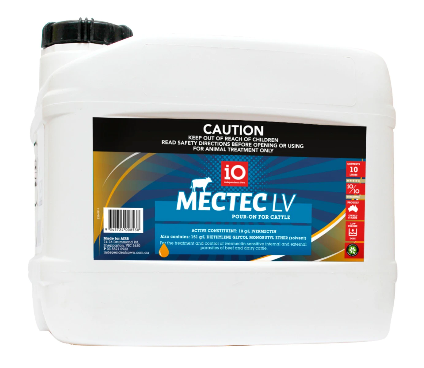 IO Mectec LV (Low Volume) Cattle Pour On 10 Litre