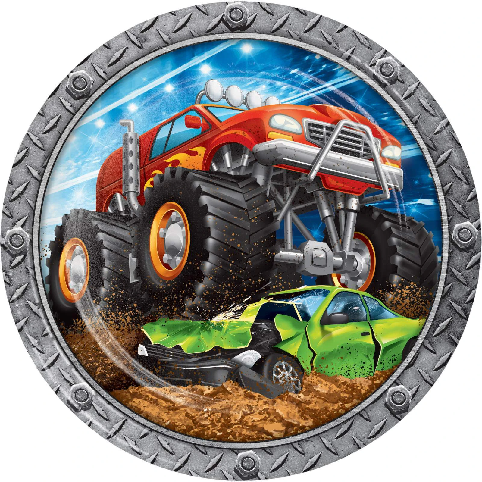 Monster Truck Rally Large Paper Plates (Pack of 8)