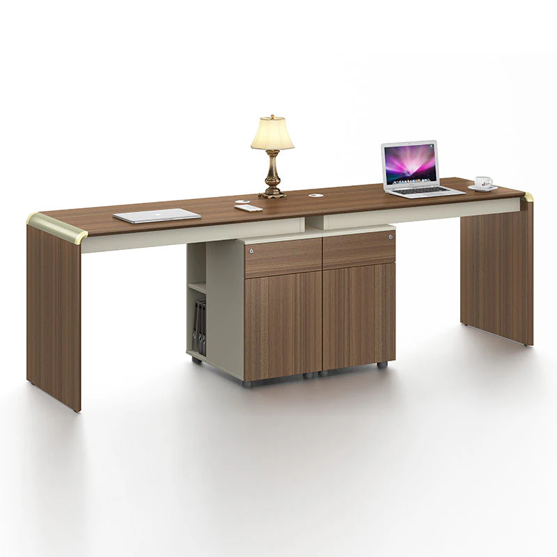 ANDERSON 2 People Workstation 2.4M - Hazelnut & Beige