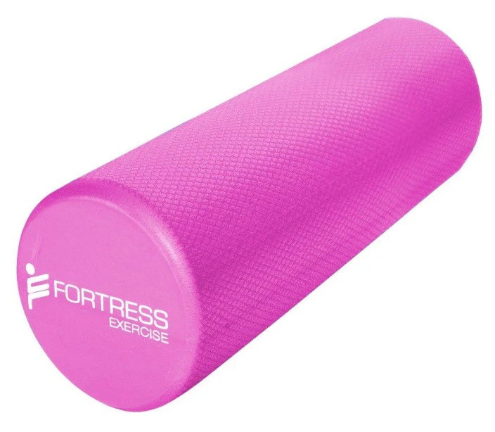 Fortress Round Foam Roller (45x15cm) w/ Exercise Chart - Pink