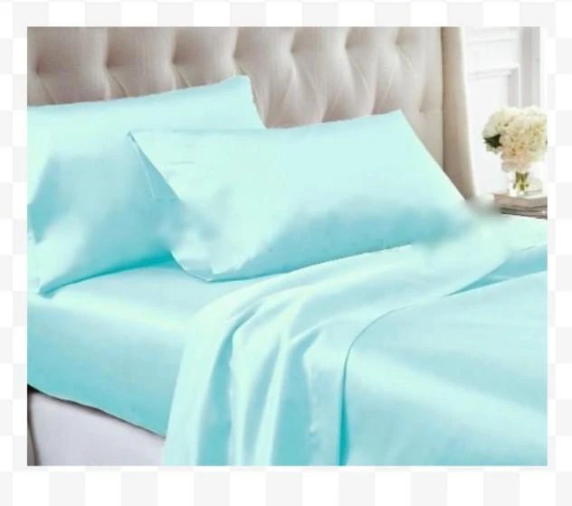 1000TC All Size Ultra Soft Silk Satin Sheet Set - Aqua