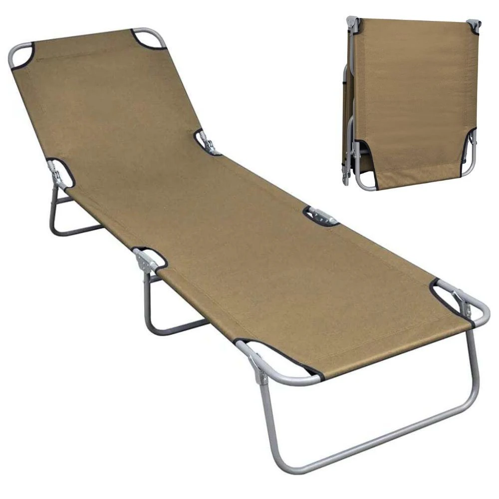 Portable Sun Lounger Folding Camping Beach Chair Bed Recliner Lounge Sunbed