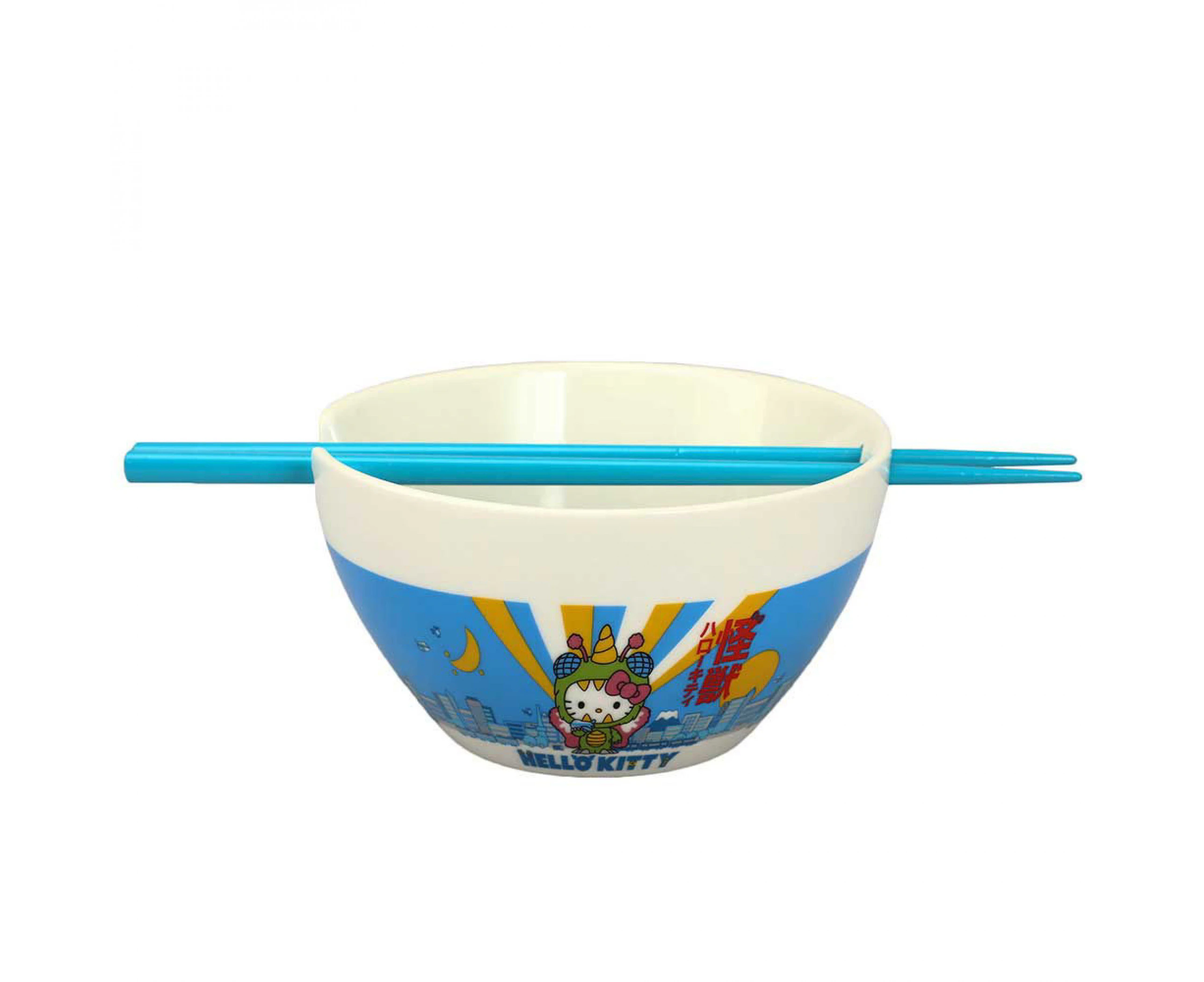 Hello Kitty Kaiju Ceramic Ramen Bowl with Chopsticks