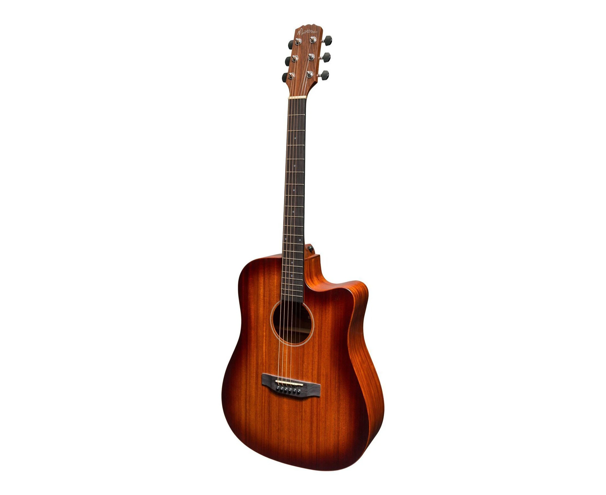 Martinez 'Southern Star' Series Mahogany Solid Top Acoustic-Electric Dreadnought Cutaway Guitar (Satin Sunburst)