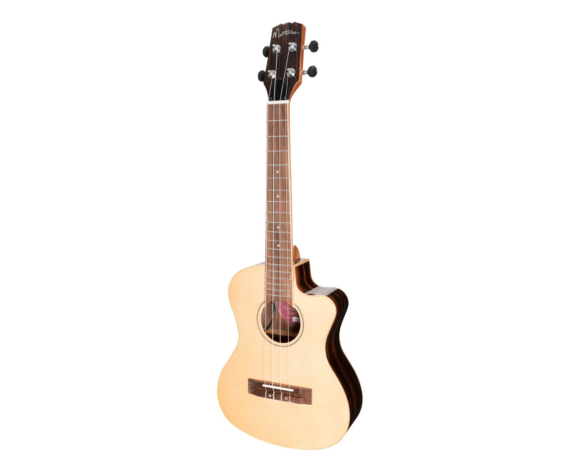 Martinez 'Southern Belle' 7-Series Solid Spruce Top Acoustic-Electric Cutaway Tenor Ukulele with Hard Case (Natural Gloss)