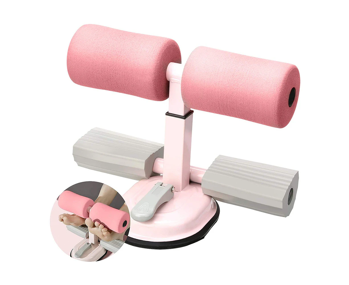 Adjustable Sit-Up Exercise Bar Self-Suction Sit-up Bar Muscle Fitness Assistant Device-Pink