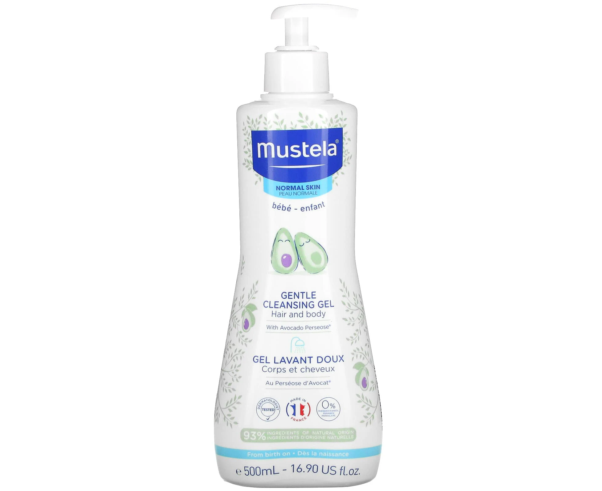 Mustela, Baby, Gentle Cleansing Hair and Body Gel with Avocado, For Normal Skin, 16.90 fl oz (500 ml)