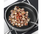 316 Stainless Steel Frying Pan Non-Stick Cooking Frypan Cookware 32cm Honeycomb Double Sided - 32cm without lid