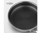 316 Stainless Steel Frying Pan Non-Stick Cooking Frypan Cookware 32cm Honeycomb Double Sided - 32cm without lid