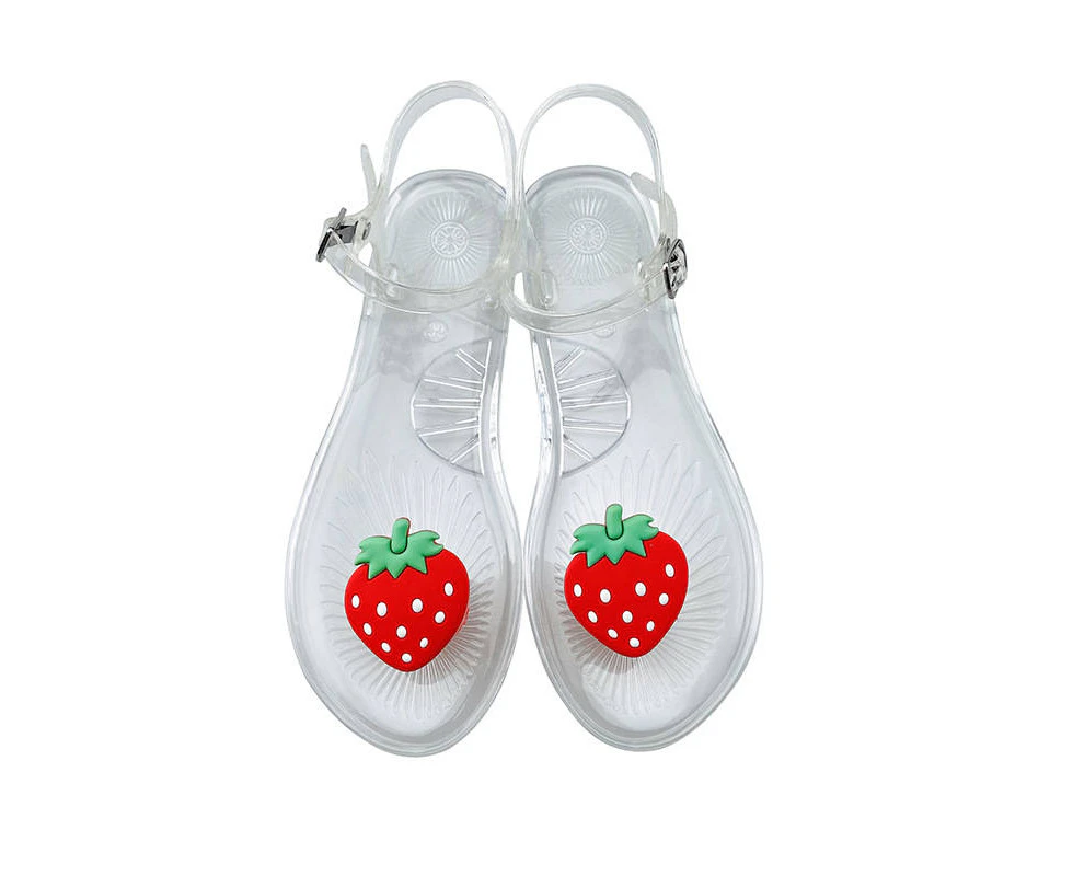 Amoretu Summer Jelly Fruit Sandals Non-Slip Soft Bottom Cute Sandals-ClearStrawberry