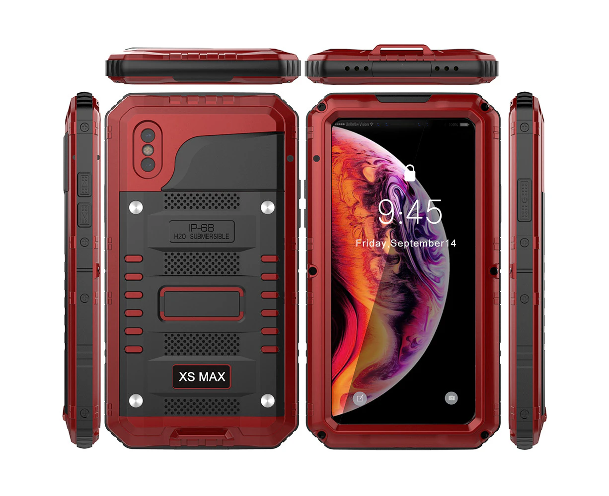 XBK Waterproof Phone Case for iPhone Xs Max-Red