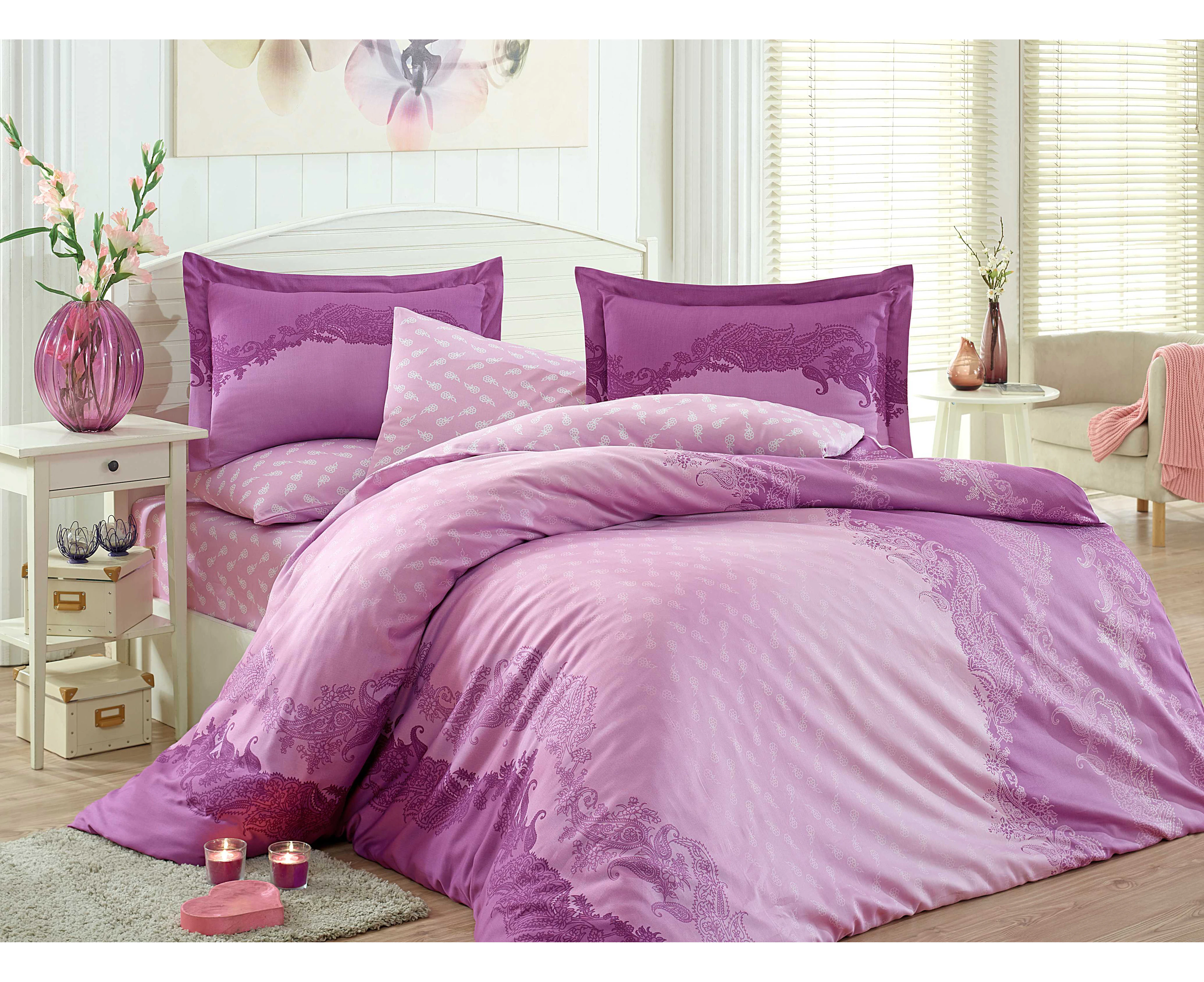 Luna Luxury 100% Organic Cotton 3 pc Quilt Doona Cover Set Purple Lilac