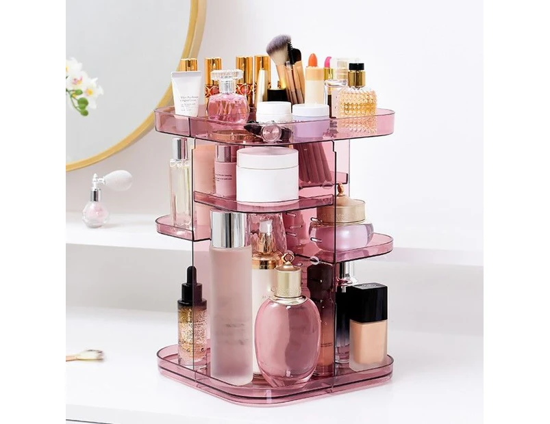 Rotating Adjustable Makeup Organiser Stand Display Holder Storage Pink