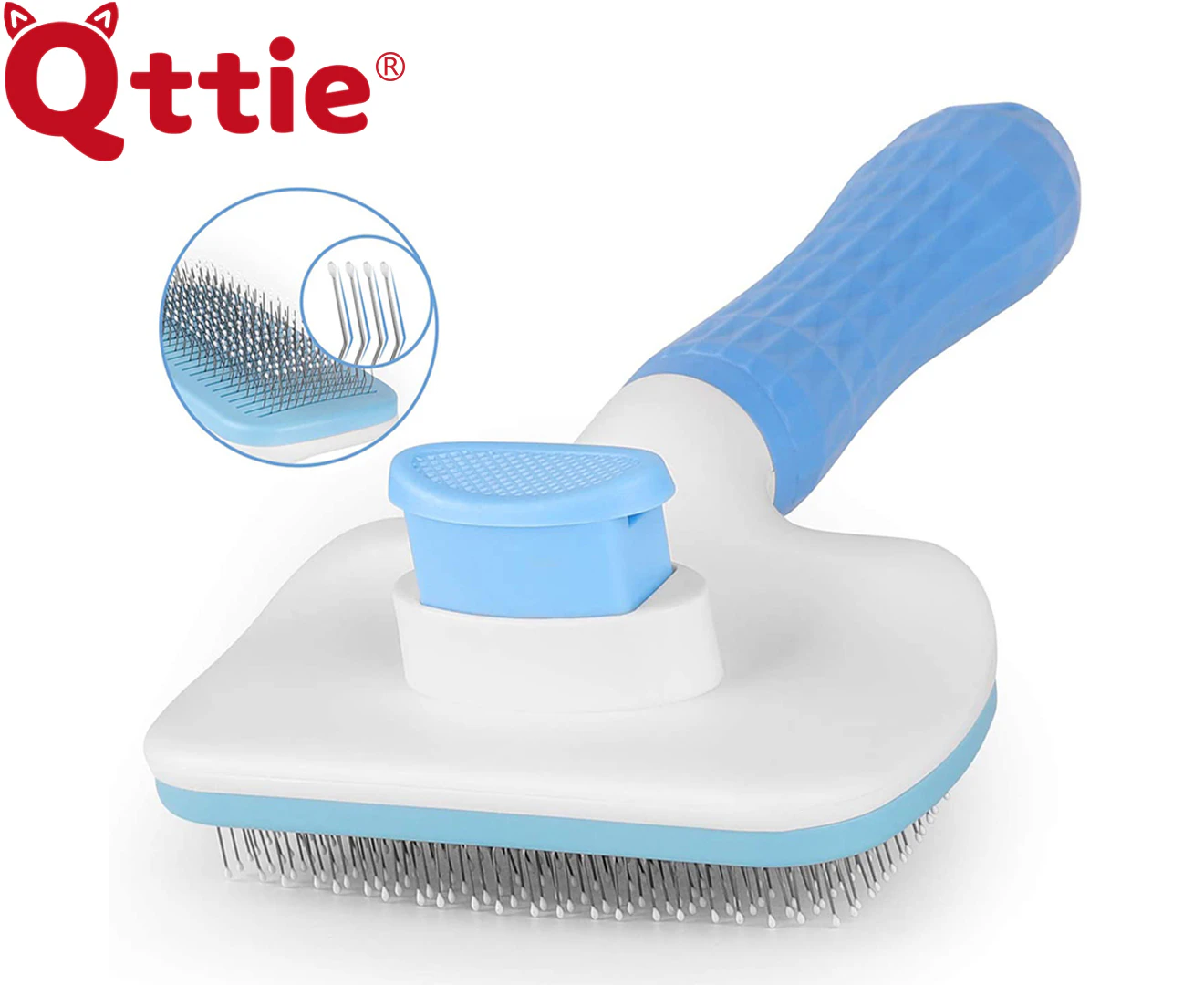 Qttie Pet Dog Grooming Comb Brush Deshedding Hair Removal Undercoat Knots Mats Tangles Blue