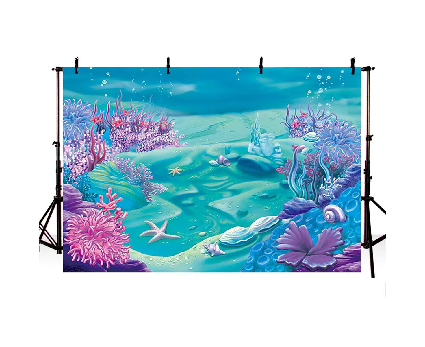 180*250CM Under Sea Mermaid Backdrop Castle Blue Sea Photography Background Kids Birthday Party Decoration Backdrops