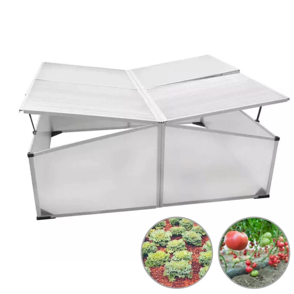 Garden Cold Frame Mini Greenhouse Plant Flower Grow House With 4 Lids Waterproof