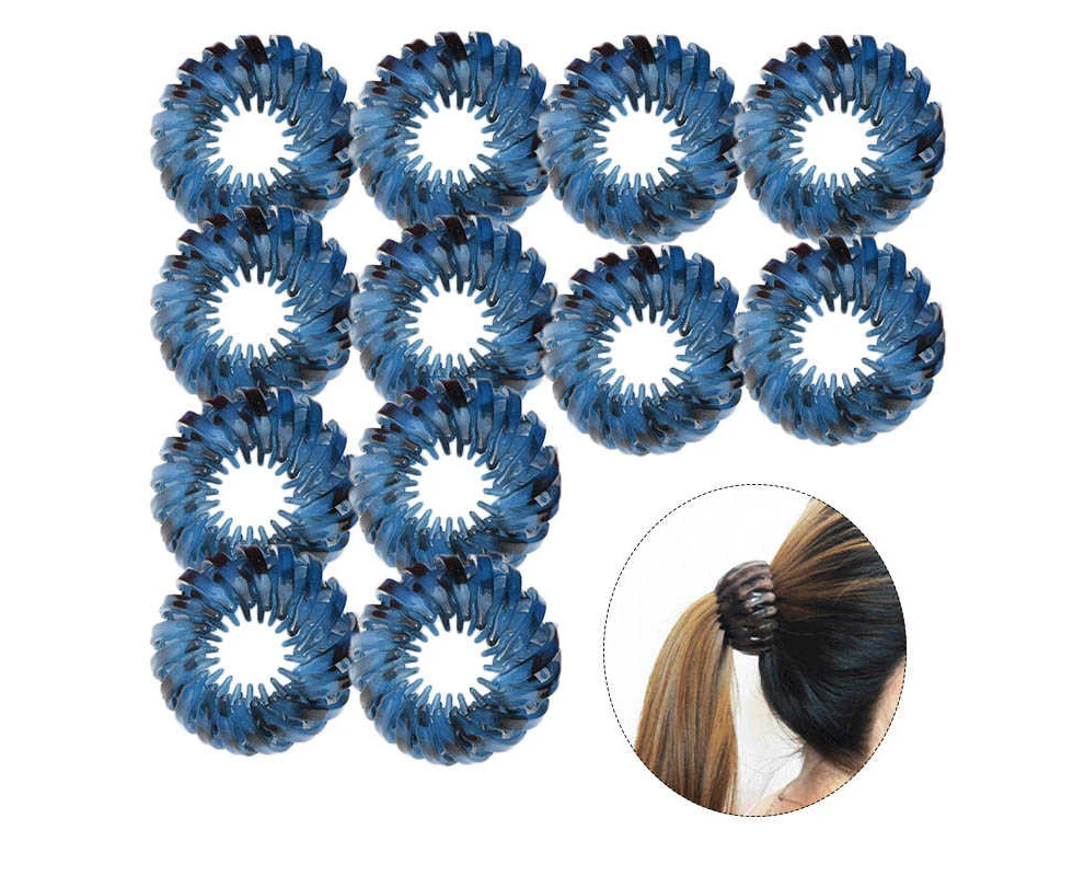 Daxstar 12 Pcs Bird Nest Shaped Hair Clips Expandable Ponytail Holder Hair Accessories-LightBlue