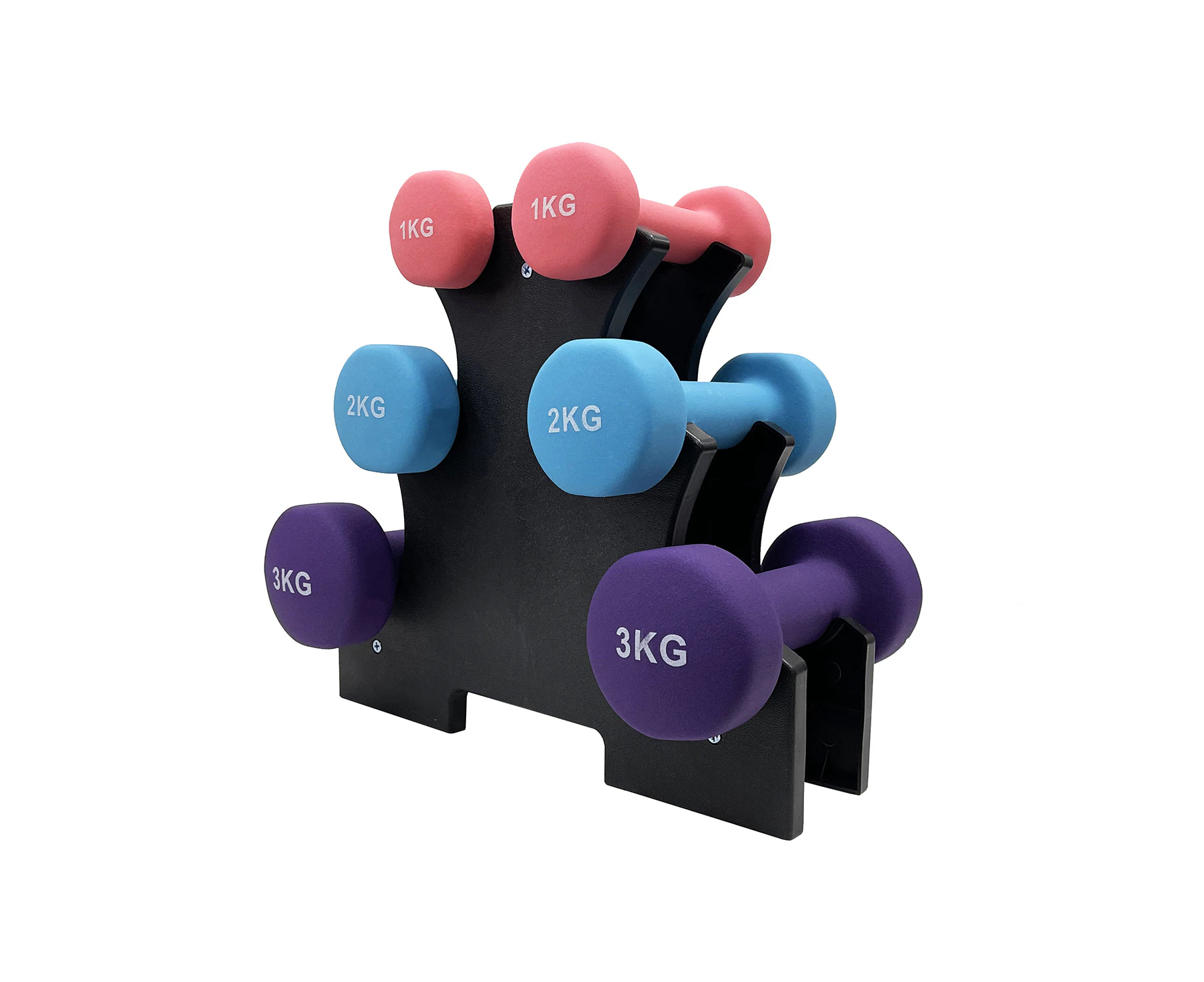 12KG Neoprene Coated Dumbbell Package - Pink, Blue & Purple