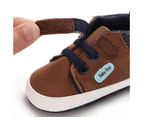 Dadawen Baby Boys Girls High-Top Sneakers Anti-Slip Soft Sole Shoes 0-18 Months-Brown