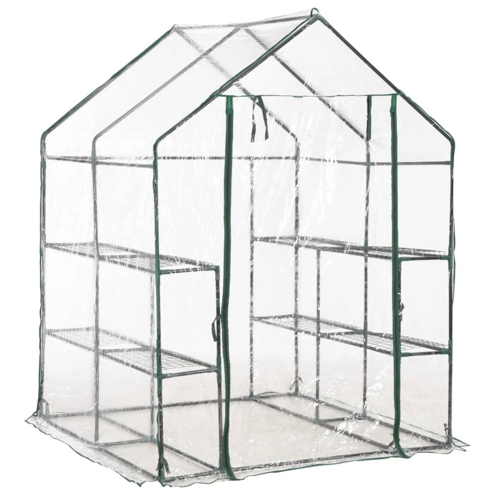 Walk-In Greenhouse 8 Storage Shelves Steel Frame Plant Flower Tunnel Grow House 143x143x195cm